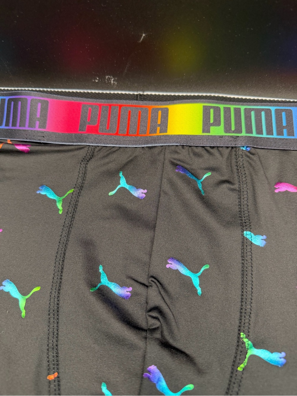 Puma Black Boxer Brief with Rainbow PUMA Logo Waistband